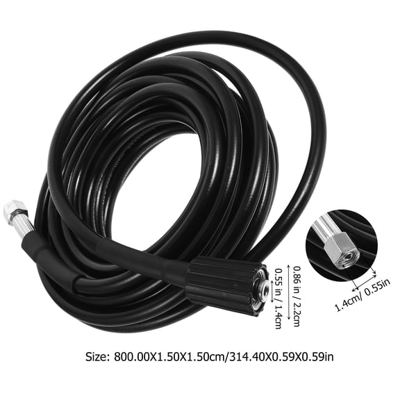8m 160 Bar M22 High Pressure Hose for Power Washer (Black)