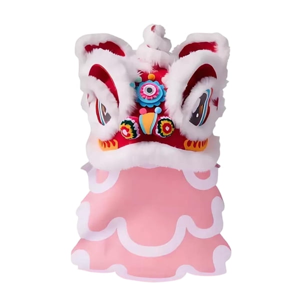 Kit de manualidades creativas de tela no tejida con forma de cabeza de león para danza china rojo