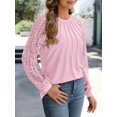 thumbnail image 4 of Charmish Women's Knit Tops Dressy Business Casual Blouses Lace Long Sleeve Work Shirts Fall Clothes, 4 of 6