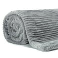 thumbnail image 4 of Chanasya Stripe Textured Softest Faux Fur Throw Blanket - Elegant Super Soft Cozy Luxury Plush Faux Fur with Reverse Mink Blanket for Bed Couch and Living Room Décor (50x65 Inches) Gray Blanket, 4 of 5