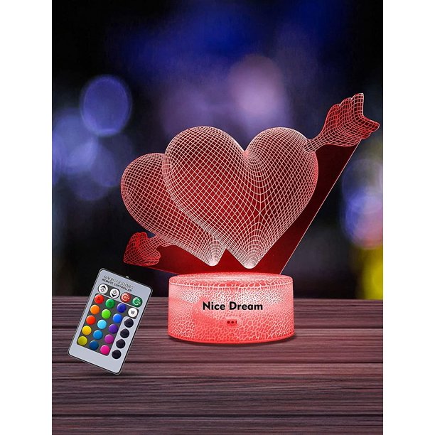 Liangnv Luz Nocturna Flecha De Cupido para Niños, Lámpara Nocturna Ilusión 3D, 16 Colores Que Cambian con Control Remoto, Decoración De La Habitación, Regalos para Niños, Niños Y N