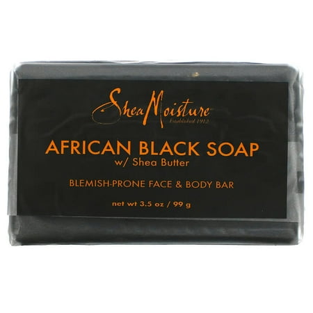 SheaMoisture Paraben-Free African Black Soap Face & Body Bar for Oily Blemish-Prone Skin - 3.5 oz Pack of 4