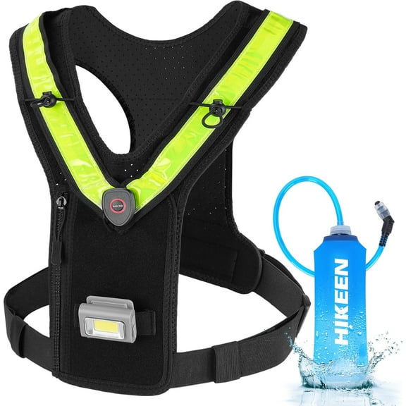 Adoreal Running Vest for Women Men, Adjustable Straps Hydration Vest with Water Bladder, LED Reflective Belt and Outdoor Headlight, Lightweight Water Backpack for Running Hiking Race