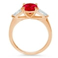 thumbnail image 2 of 2.5 ct Oval Cut Simulated Ruby 3 Stone 18K Rose Gold Womens Engagement Ring, 2 of 4