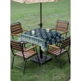 thumbnail image 3 of Outdoor Tablecloth with Umbrella Hole and Zipper, Dark Blue Flowers Square Table Cloth 60x60 Inch Waterproof Tablecloth, Vintage Rustic Abstract Floral Aesthetic Picnic Table Cover for Patio Camping, 3 of 7