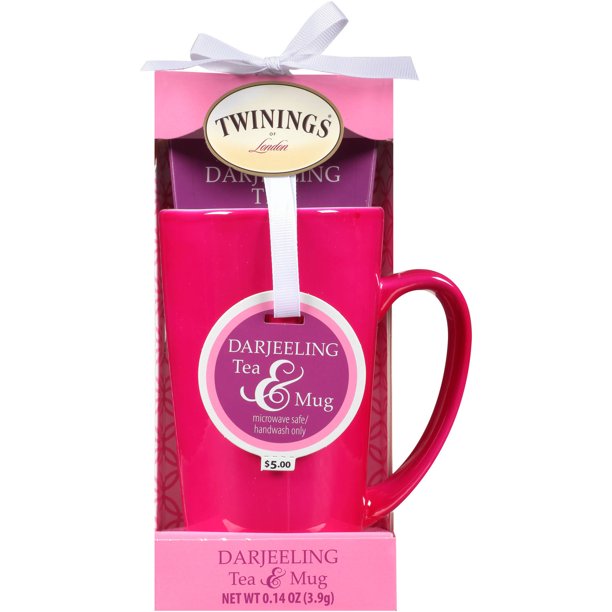 Twinings of London Darjeeling Tea & Hot Pink Mug Gift Set, 2 Piece