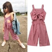 Infant Toddler Baby Girl Sleeveless Romper Trousers Jumpsuit Clothes Outfit 1-6Y