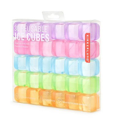 Square Reusable Ice Cubes, Made of Plastic (Set of 30) | Filled With Pure Water By Kikkerland From