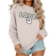 thumbnail image 2 of Valentines Sweatshirt Womens Cute Love Heart Graphic Print Pullover Casual O Neck Long Sleeve Holiday Tops, 2 of 5