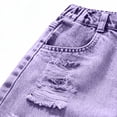 thumbnail image 4 of BXJX Girls Denim Shorts, School Relaxed Fit Elastic Waist Summer Kids Jean Shorts Purple Size 6-7 T, 4 of 6