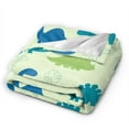 thumbnail image 2 of Kll Fleece Blanket Plush Throw Blanket Cute Dinosaur Blue Green,Soft Fuzzy Cozy Flannel Blanket For Couch Sofa Bed.(40"X30"), 2 of 9
