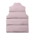 thumbnail image 3 of Domuza Men's Puffer Vest Sleeveless Stand Collar Padded Cotton Waistcoat Fall Winter Warm Stylish Quilted Full Zipper Jacket Vest with Pocket Pink 3XL, 3 of 3