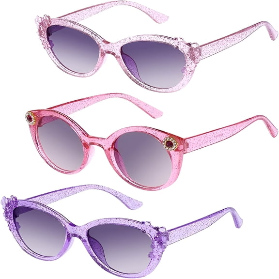 HBMYN 3 Pairs Kids Sunglasses Cute Flower UV400 Glasses for Toddler Girls Age 3-10 Outdoor Beach Eyewear