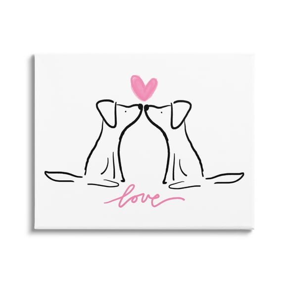 Stupell Industries Love Typography Two Dogs Kissing Line Doodle Canvas Wall Art, 30 x 24, Design by Anna Whitham