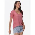 thumbnail image 3 of Tops for Women Summer Casual Ruffle Trim Sleeve Square Neck T Shirts, 3 of 6
