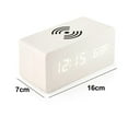 thumbnail image 2 of Wooden Digital Alarm Clock with Wireless Charging, LED Display, Sound Control and Snooze Dual for Bedroom, Bedside, Office,White wood,White wood，G36348, 2 of 8