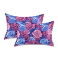 thumbnail image 3 of Ryvnso Satin Pillowcase Blue and Red Roses Flower Pillow Cases Standard Size 26x20in, 3 of 6