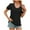 Black, variant on Elegant Puff Sleeve Eyelet Tops Women's Dressy Casual Solid Color V-Neck Summer Blouse Black