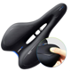 thumbnail image 1 of Cómodos asientos de bicicleta de silicona para hombres y mujeres, asientos de bicicleta de absorción de impacto de parachoques anchos y gruesos (negro + azul), 1 of 5