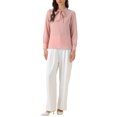 thumbnail image 2 of INSPIRE CHIC Women's Bow Tie Neck Tops Elegant Long Sleeve Business Work Office Blouse XS Orange Pink, 2 of 5