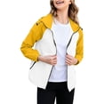 thumbnail image 5 of Waterproof Rain Jacket For Women Long-Sleeve Windproof Color-Block Casual Hooded Zip-Up Jacket Water-Repellent Outdoor Light Raincoats Windbreaker, 5 of 9