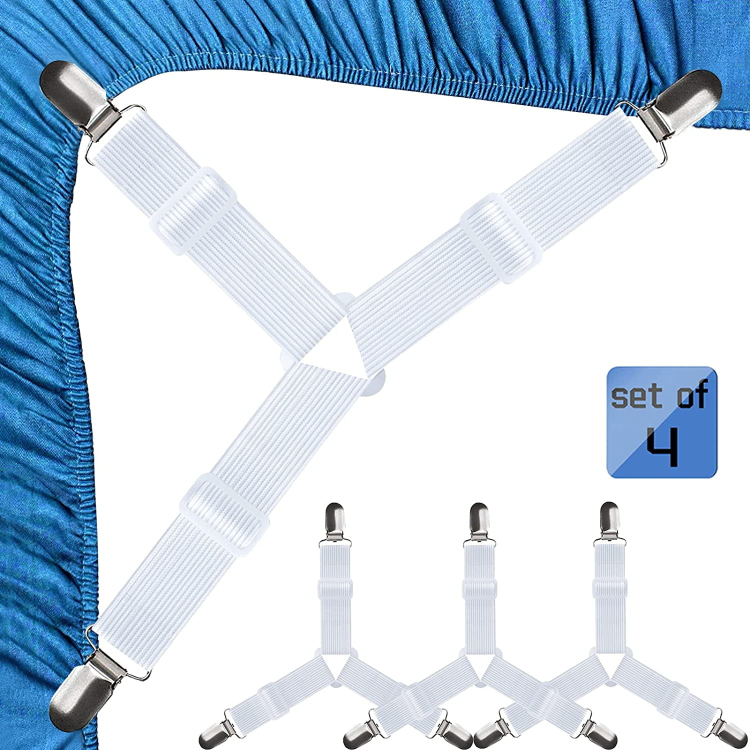 JBYAMUS Bed Sheet Straps Easy to Install Bed Sheet Clips Fitted Sheet