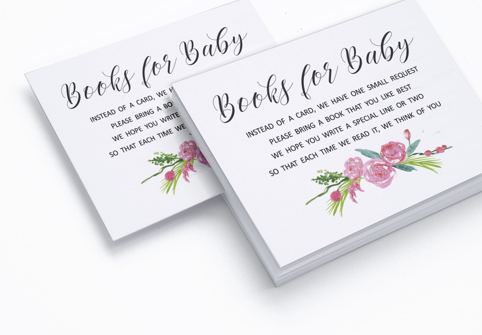 Inkdotpot Set of 30 Floral Baby Elephant Baby Shower Invitations-Diaper Raffle Tickets and Baby Shower Book Request Cards Gender Neutral Invites
