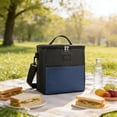 thumbnail image 1 of Bolsa de almuerzo grande aislada con asa, tela Oxford impermeable, bolsa térmica espaciosa para trabajo, picnic, viajes, compras y paquetes de hielo., 1 of 6