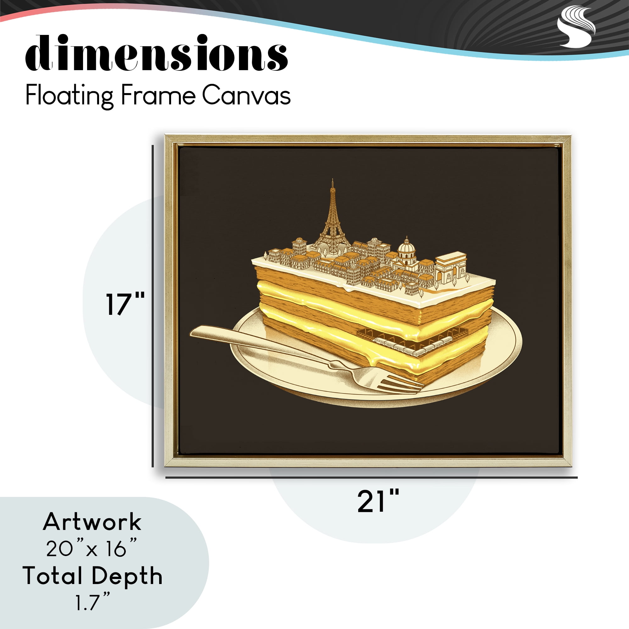Stupell Industries Hungry For Travels Paris Gold Framed Floater Canvas Wall Art, design by Tobe Fonseca