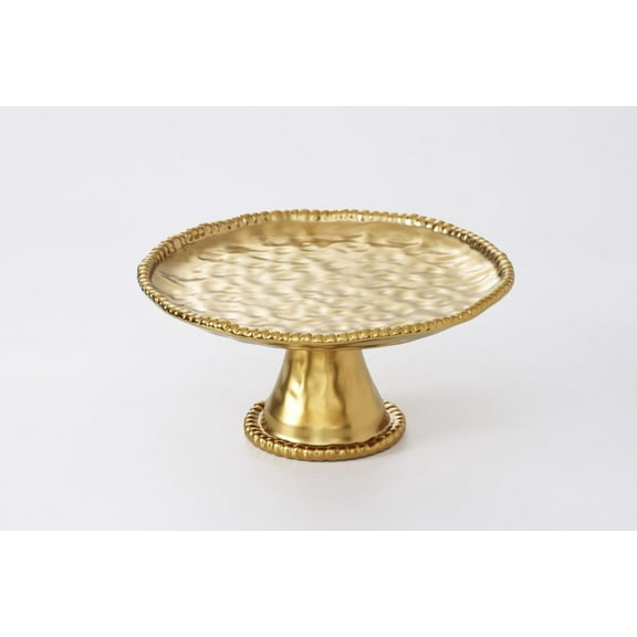 Pampa Bay Porcelain Cake Stand, 11 x 11 Inch., Gold Metallic Matte Finish, Oven and Dishwasher Safe