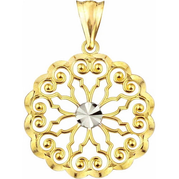 US GOLD 10kt Gold Filigree Swirl Charm Pendant