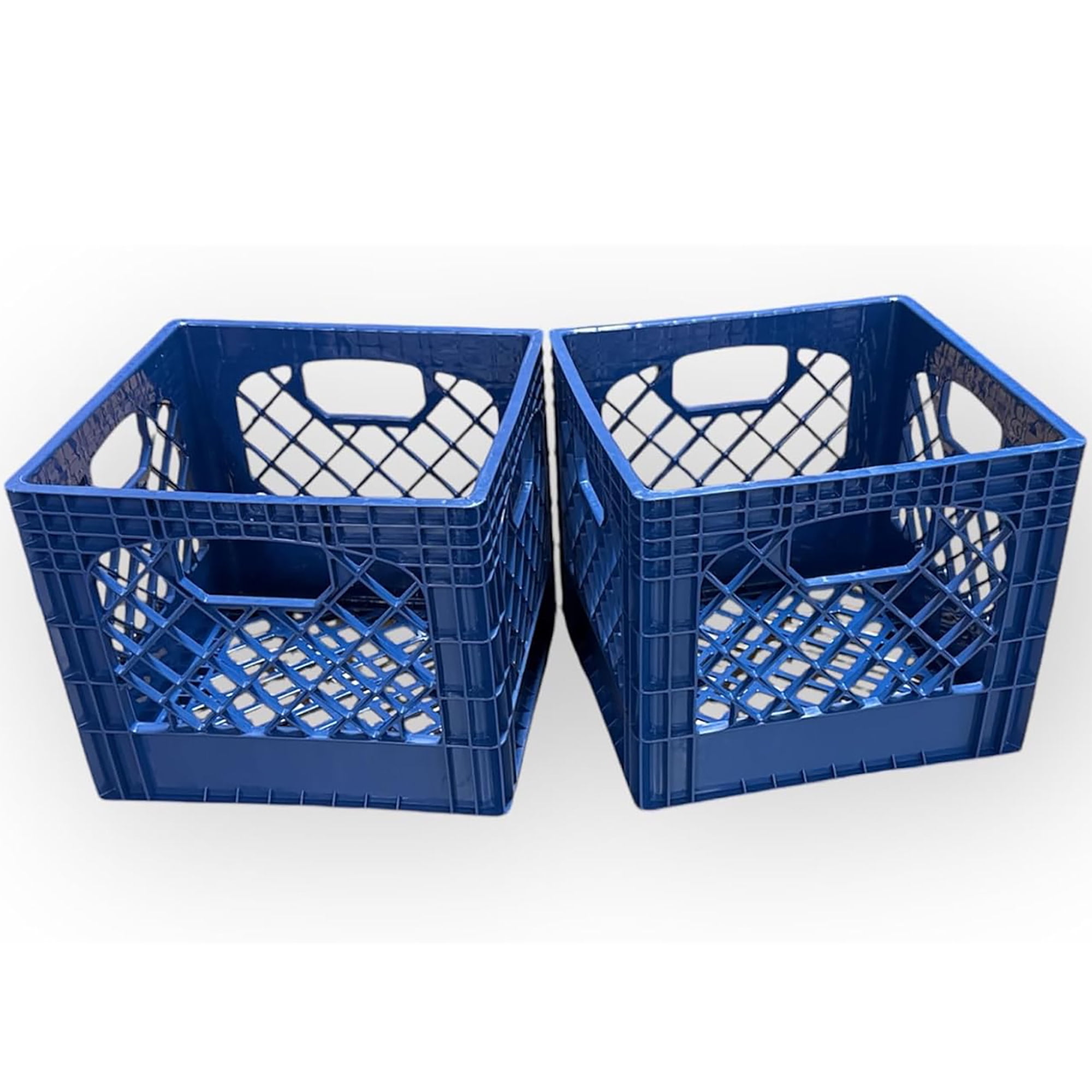 Juggernaut Storage: Milk Crate 2pk - 16 Qt, Blue - Multi-Purpose Storage Solution, Stackable Organization, Heavy-Duty Plastic Bins, Built-In Handles