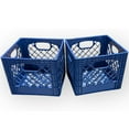 thumbnail image 4 of Juggernaut Storage: Milk Crate 2pk - 16 Qt, Blue - Multi-Purpose Storage Solution, Stackable Organization, Heavy-Duty Plastic Bins, Built-In Handles, 4 of 12