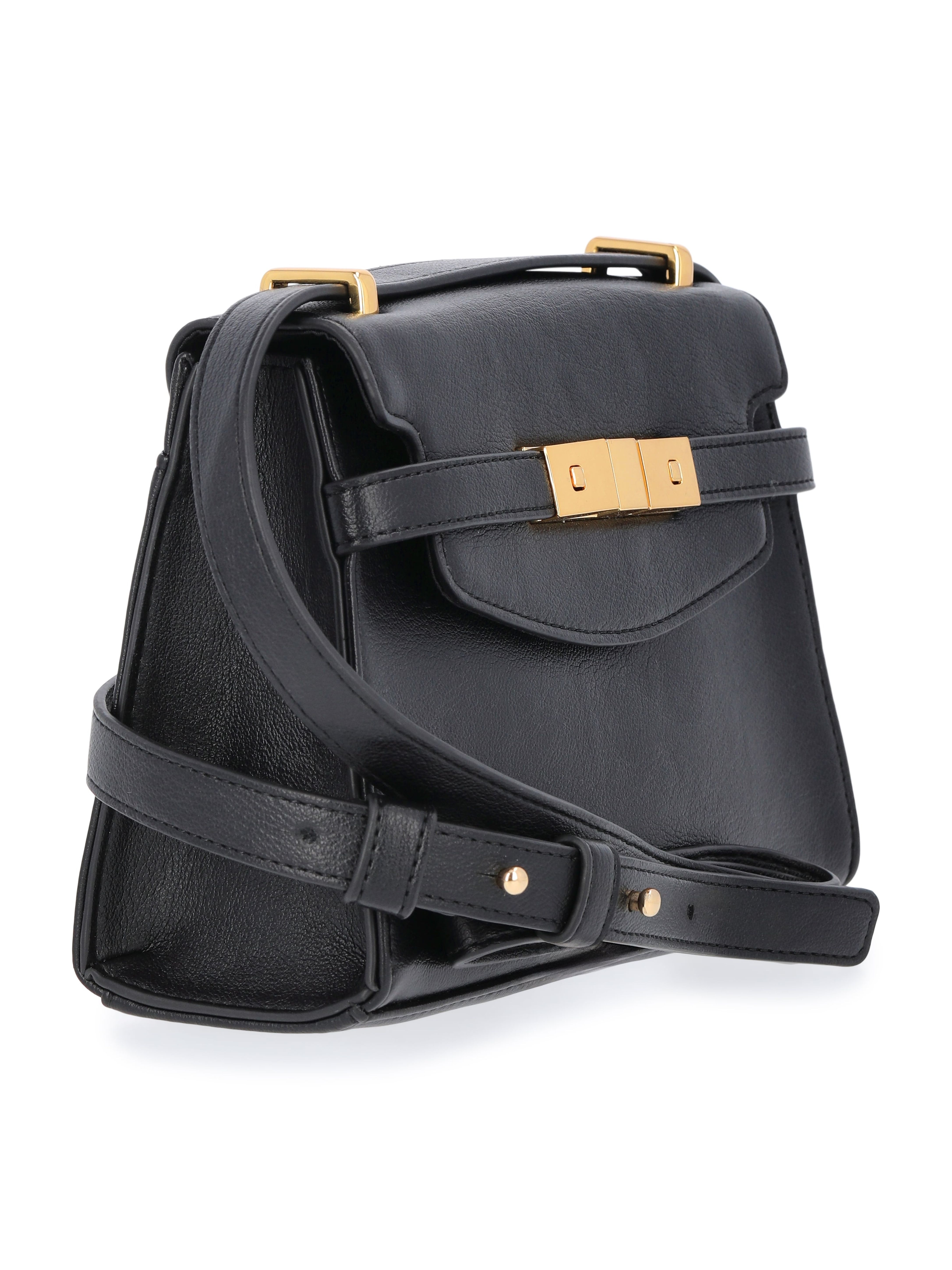 Time and Tru Women's Faux Leather Rosa Crossbody Bag, Black