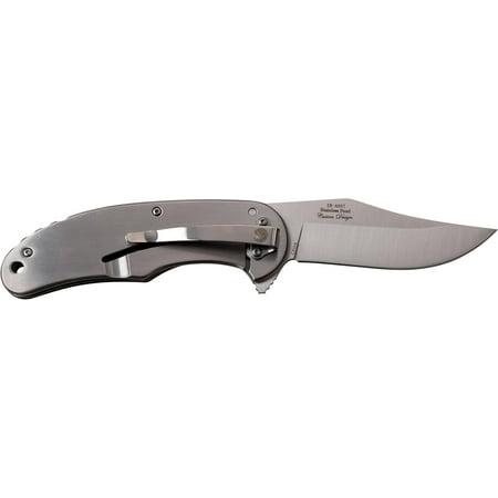 TRAHOO-- Folding Knife - 8.25-in Overall 3.5-in Satin Finish Stainless Steel Blade Brown Wood Handle Frame Lock Pocket Clip - Hunting Camping Survival EDC