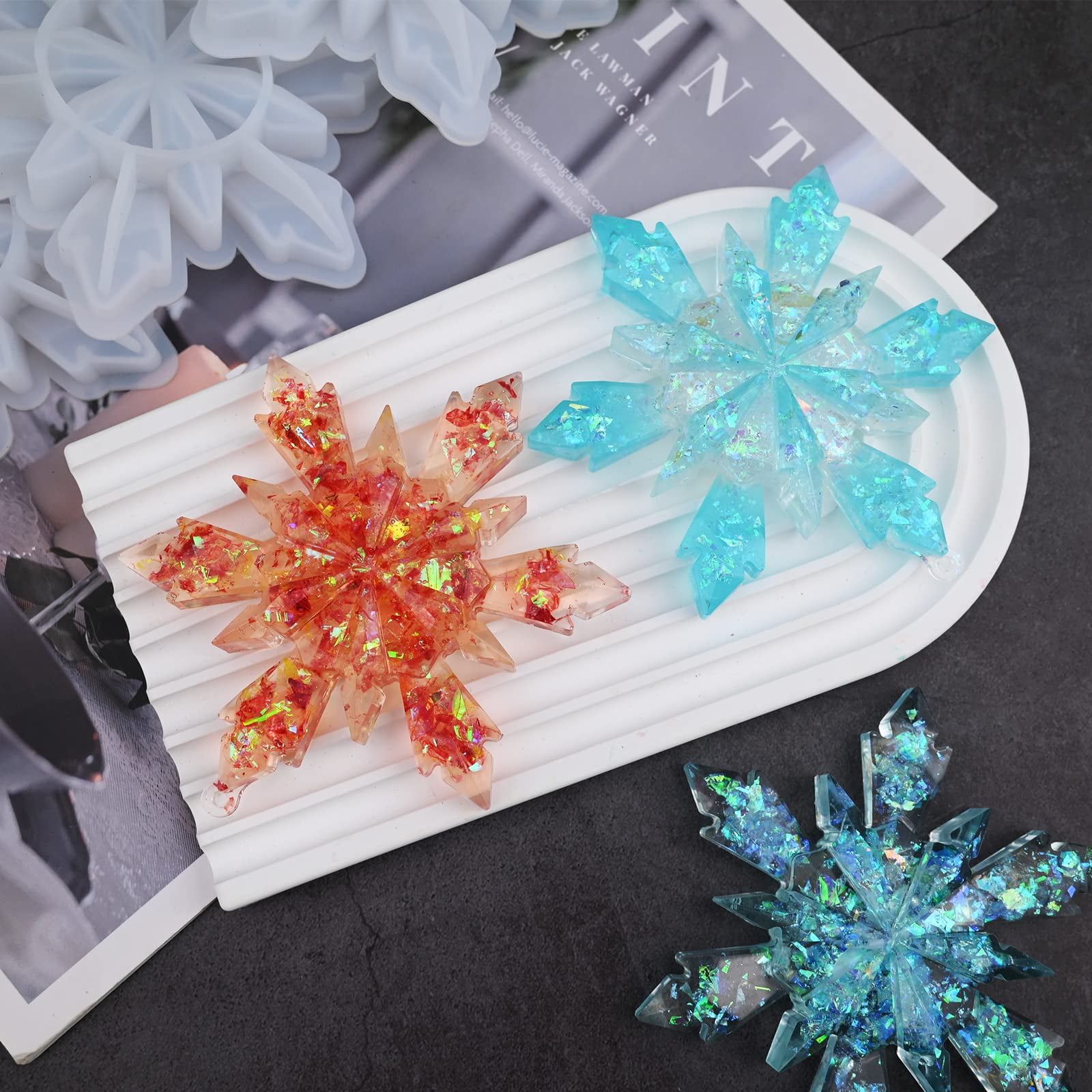  8 Pieces Snowflake Resin Molds Snowflake Silicone Molds Resin  Snowflake Molds DIY Casting Pendant Mold Snowflake Epoxy Molds for Xmas  Ornament DIY Crafts Decors : Arts, Crafts & Sewing
