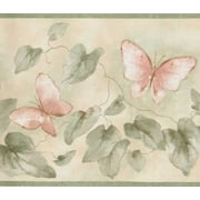 BREWSTER HOME FASHIONS 879095 Butterflies and Ivy Wallpaper Border FDB06903
