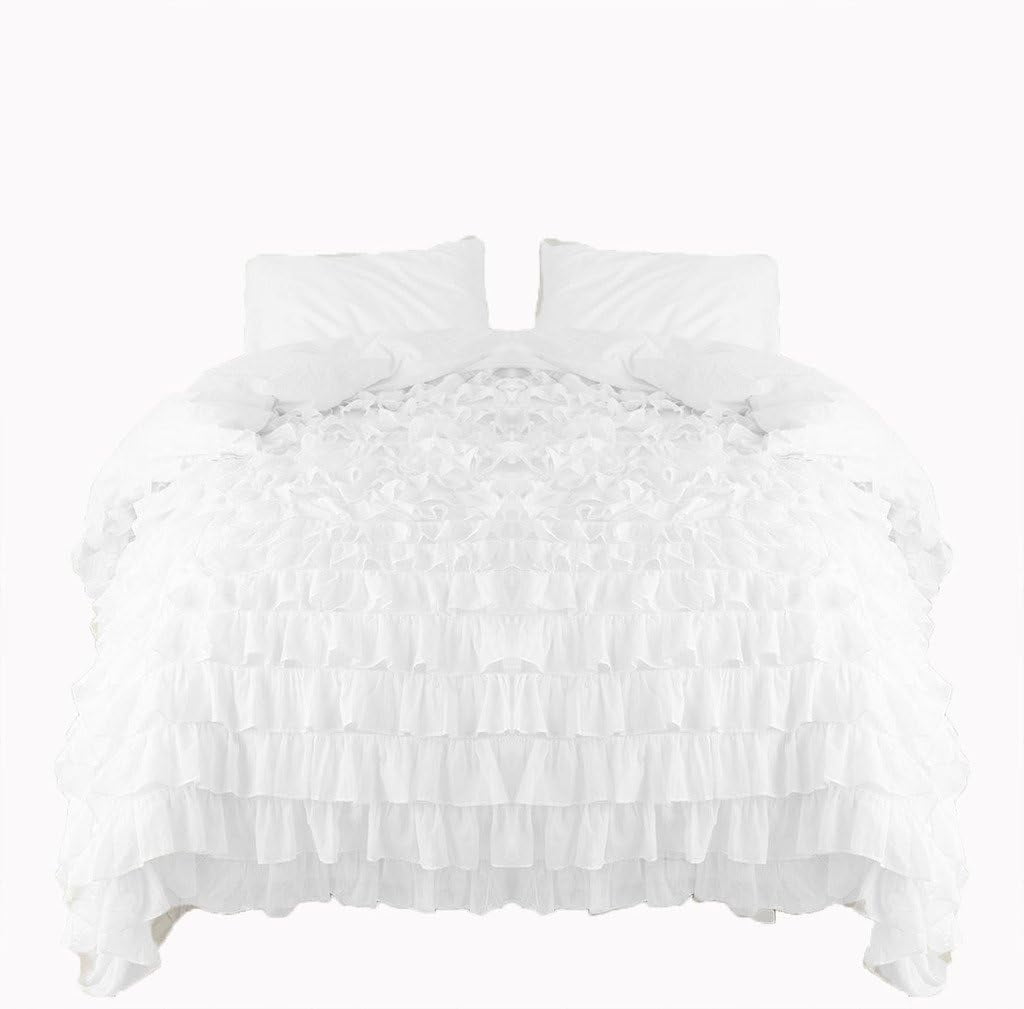 Amay 800 Thread Count 1 Piece Premium Waterfall Ruffle Duvet Cover 100