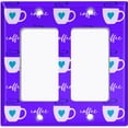 thumbnail image 2 of Metal Light Switch Wall Plate Outlet Cover (Coffee Espresso Mocha Cup Green Heart Purple - Double Rocker), 2 of 2