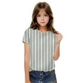 thumbnail image 4 of Spazoro Toddler Girls T-shirts, Crewneck Striped Casual Summer Short Sleeve Tops Tee Gray Size 9 T, 4 of 6
