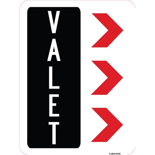 SignMission A-1824-22742 18 x 24 in. Aluminum Sign - Valet Right Arrow
