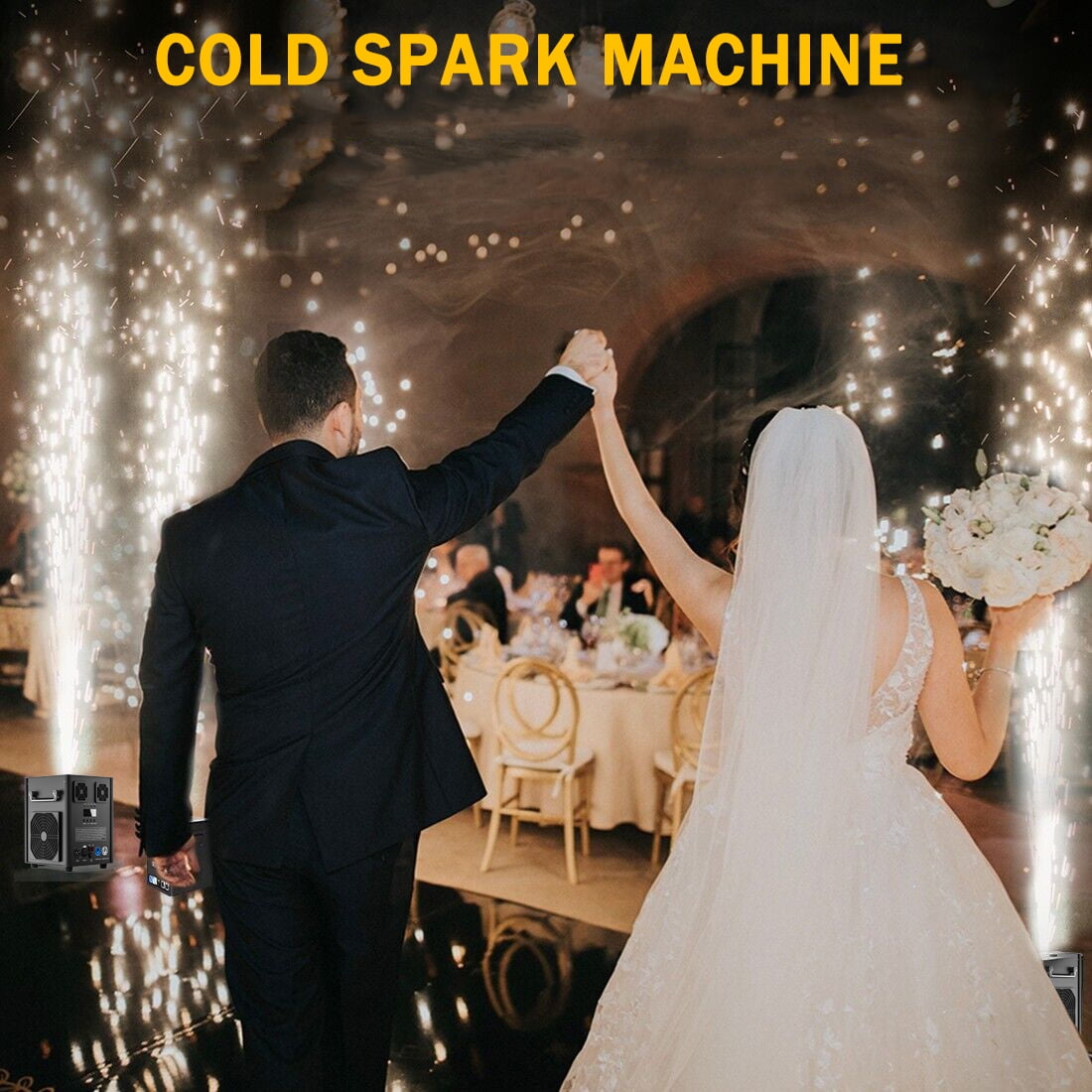 Cold Spark Firework Machine DMX512 Stage Equipment Showing Machine Low Noise with Wireless Remote for Wedding Party,2 Pack