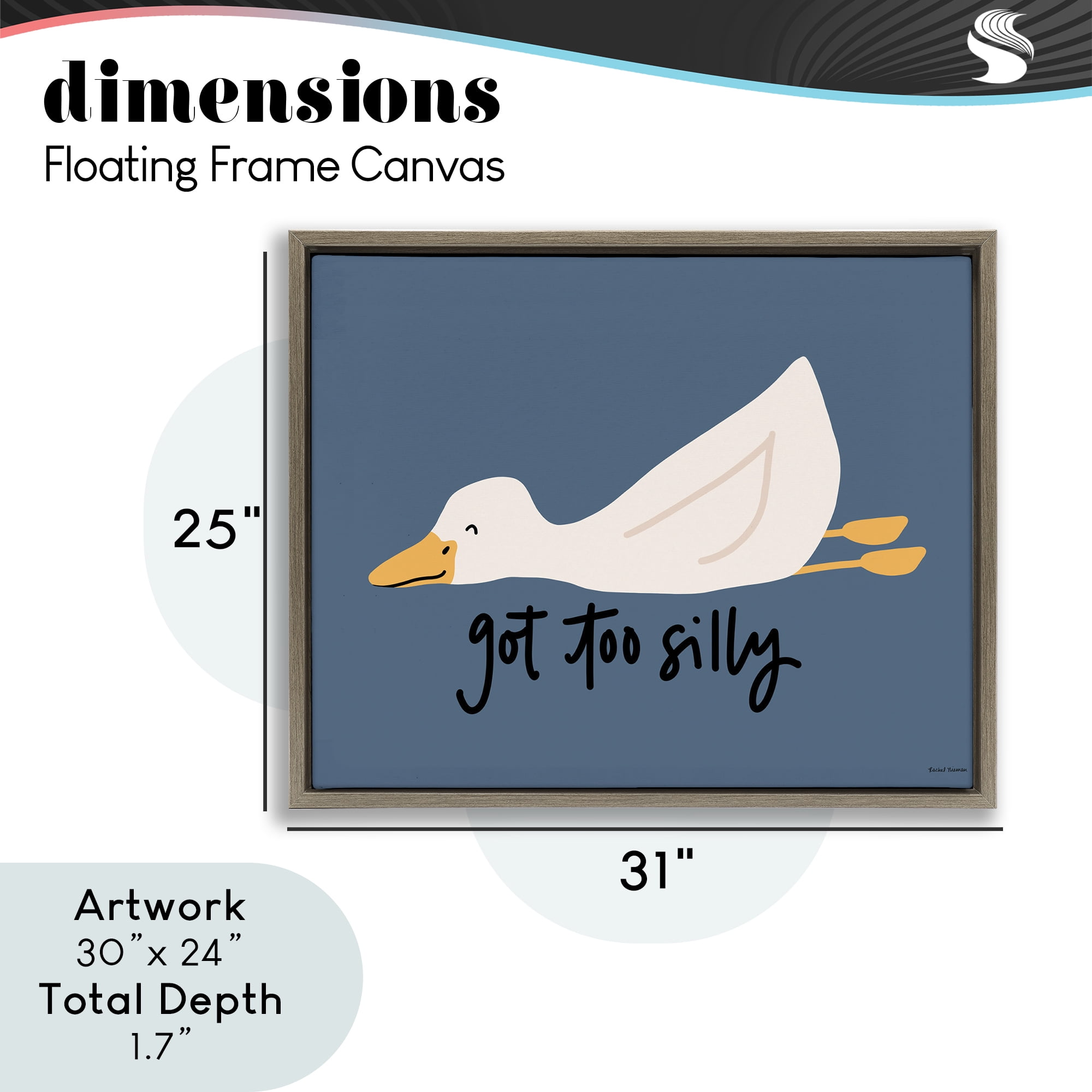 Stupell Industries Got Too Silly Duck Brown Framed Floater Canvas Wall Art, design by Rachel Nieman