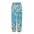thumbnail image 5 of Women's Casual Pants Striped Linen Pants For Women Summer Casual Wide Leg Pants With Pockets Comfy Cropped Palazzo Pants,Blue Women's Casual Pants XXL, 5 of 5