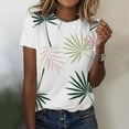 thumbnail image 2 of Pompotops Femmes Casual Manches Courtes Impression Plissée Col Rond T-Shirt Blouse Tops, 2 of 4