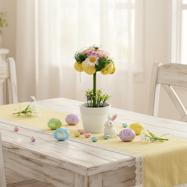 Uuiauoio Easter Egg Plant for Spring Party Decorations Easter Egg Flower Pot Artificial Colorful Eggs Plant Potted Flower Egg Spotted Eggs