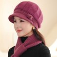 thumbnail image 2 of UTSJKR Winter Hats for Women Windproof Ear Protection Fleece Beret Hat Chunky Knitted Scarf 2 Piece Sets Outdoor Cold Weather Purple, 2 of 8