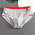 thumbnail image 3 of zeranth Men Briefs Mid Waist Elastic Soft Breathable Anti-septic U Convex Striped Solid Color Casual Men Underpants Underwear, 3 of 7