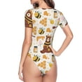 thumbnail image 4 of Easygdp Cute Bee Honey Jar Hive Bear Women'S Waist-Cinching Short-Sleeved Onesie, Olastic Onesiet,Snaps At Bottom,Easy To Put On And Take Off - Medium, 4 of 9