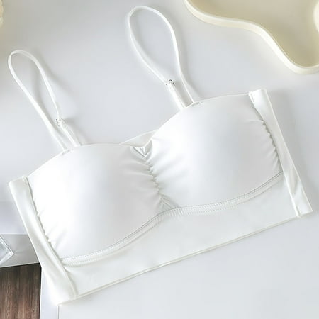 HCURIBAD Wireless Bras  Clearance! Wireless Half Cup Soft Support Seamless Underwear Women Anti Slip Bra  Push up Bra  Backless Bra  Bras for Women White L